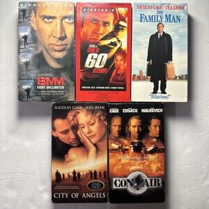 Nicolas Cage 5 VHS Lot! Gone in 60 Seconds 8mm Con Air City Of Angels 5VHS
